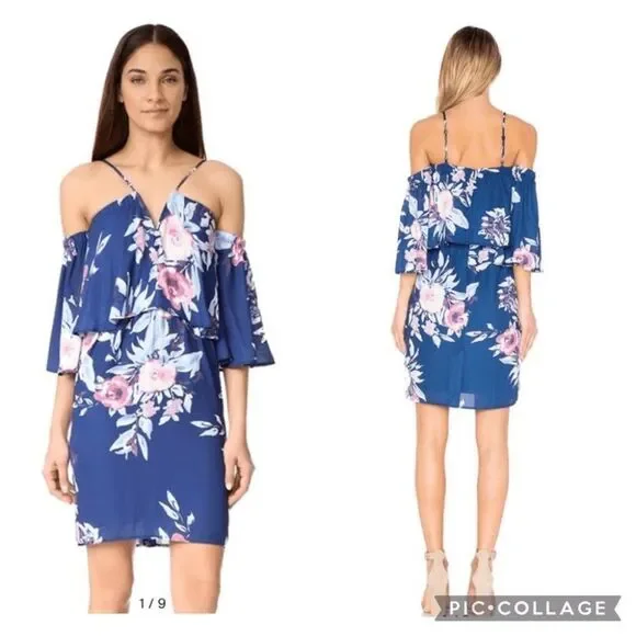 Yumi Kim Celine Dress Luxembourg Navy XS NWT 209 Spaghetti Strap Floral IRRG - Picture 3 of 8
